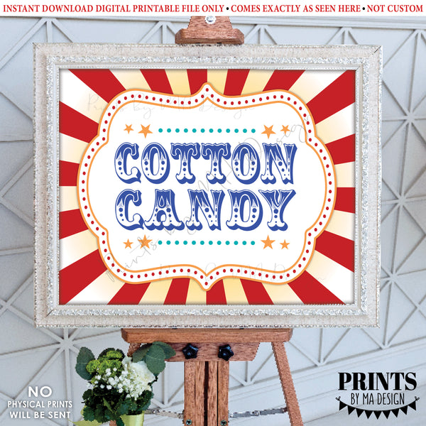 Carnival Cotton Candy Sign, Circus Cotton Candy Station, Carnival Theme Birthday Sweet Treat, Carnival Food, PRINTABLE 8x10/16x20” Sign, Instant Download Digital Printable File