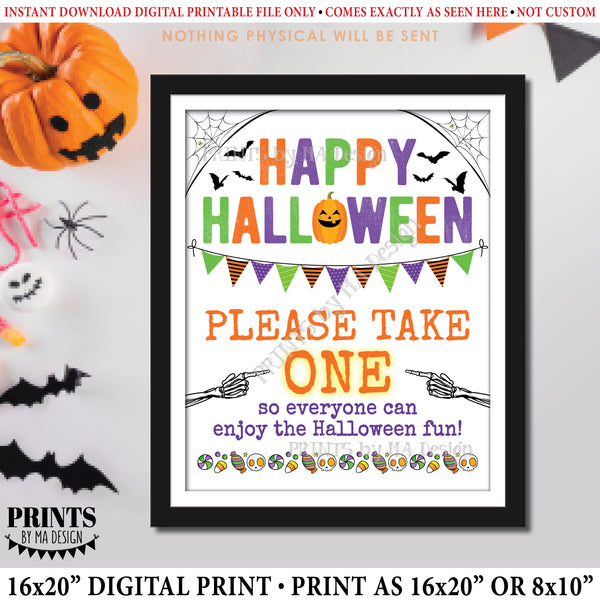 Please Take One Treat Sign, Happy Halloween Trick-Or-Treat Sign, Passing Out Candy, Please Take a Treat, PRINTABLE 8x10/16x20” Sign, Instant Download Digital Printable File