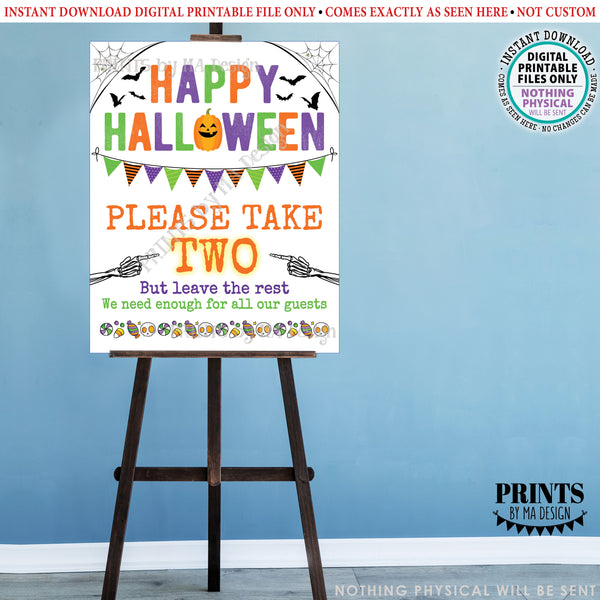 Please Take Two Treats Sign, Happy Halloween Trick-Or-Treat Sign, Passing Out Candy, Please Take a Treat, PRINTABLE 8x10/16x20” Sign, Instant Download Digital Printable File