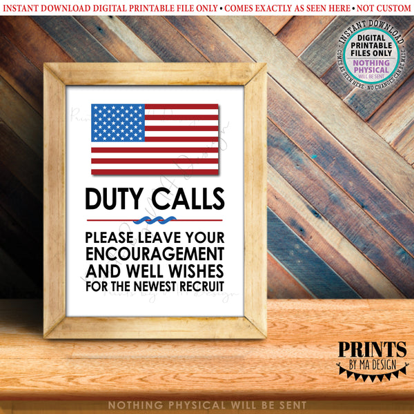 Military Party Decor, Leave your Encouragement and Well Wishes, US Military Boot Camp, Patriotic, PRINTABLE 8x10/16x20” Military Sign, Instant Download Digital Printable File