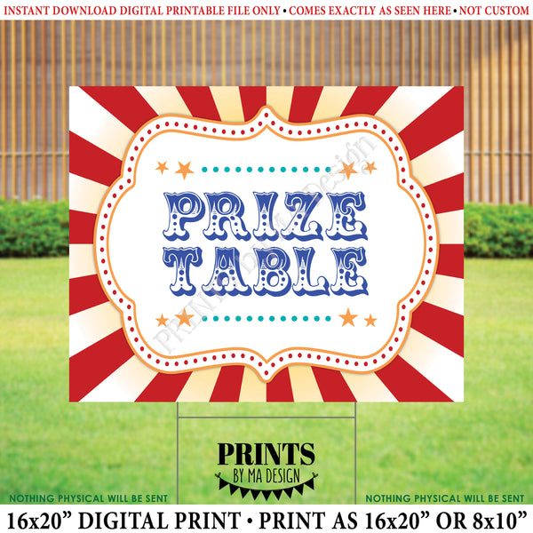 Carnival Prize Table Sign, Carnival Party Prizes Sign, Circus, Birthday Party, Festival Activities, PRINTABLE 8x10/16x20” Sign, Instant Download Digital Printable File