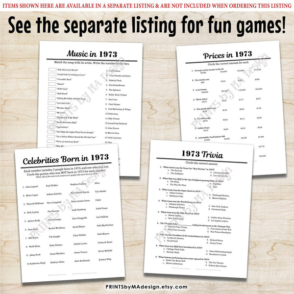 Flashback to 1973 Newspaper, Back in the Year '73 USA History from 1973 Party Decoration or Gift, PRINTABLE 16x20” Sign, Old Newsprint, Instant Download Digital Printable File