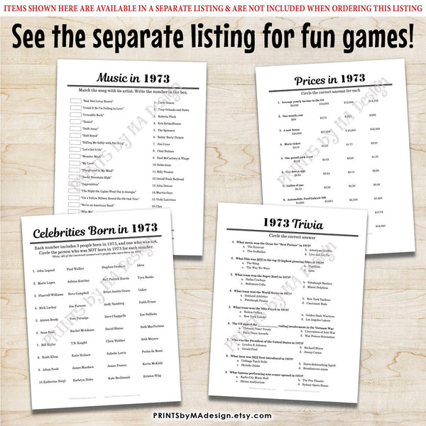 Flashback to 1973 Newspaper, Back in the Year 1973 Class Reunion Decoration, PRINTABLE 16x20” Class of ’73 Sign, Old Newsprint, Instant Download Digital Printable File