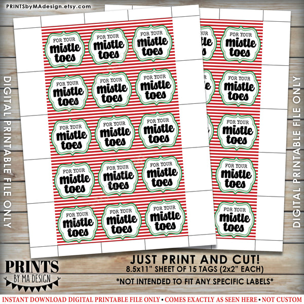 For Your Mistle Toes Nail Polish Gift Tags, Christmas Stocking Stuffer, Xmas Mani Pedi Mistle-Toe, 2x2" tags on 8.5x11" PRINTABLE Sheet