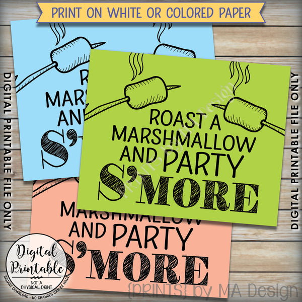 S'more Sign, Party Smore, Campfire Roast S'mores Wedding, Birthday, Graduation, Sweet 16, Instant Download 8x10/16x20” Printable Sign - PRINTSbyMAdesign