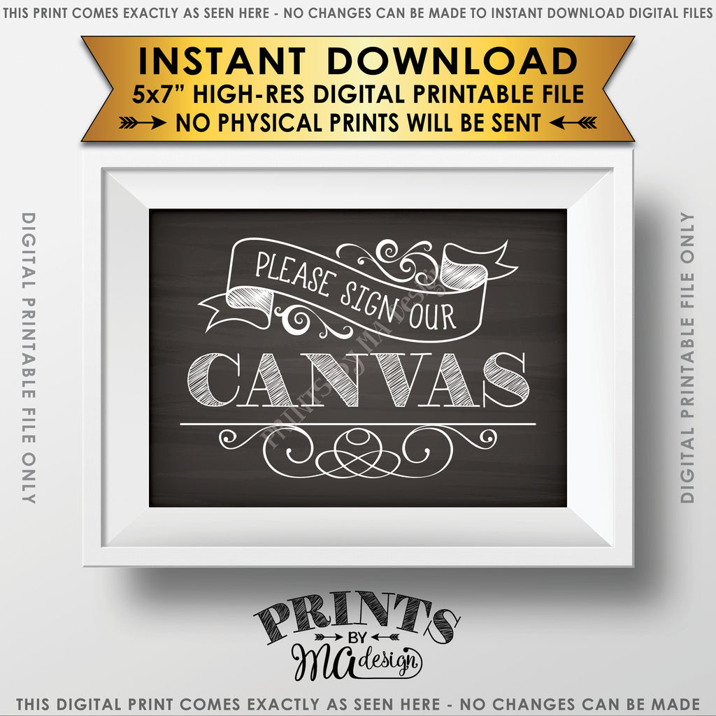 Please Sign Our Canvas Wedding Sign the Canvas Reception Sign, Chalkboard Style Instant Download 5x7” Printable Sign - PRINTSbyMAdesign