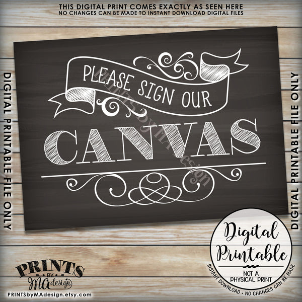 Please Sign Our Canvas Wedding Sign the Canvas Reception Sign, Chalkboard Style Instant Download 5x7” Printable Sign - PRINTSbyMAdesign