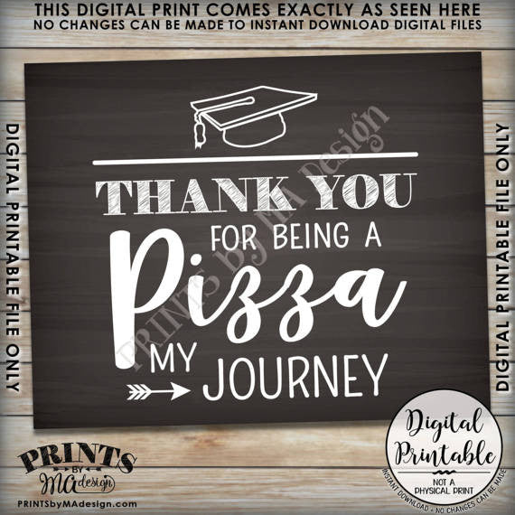 Graduation Party Decor, Thank You for being a Partt of my Journey, Pizza my Journey, Pizza Party, Graduation Party Pizza, Pizza Sign, 8x10” Chalkboard Style Printable Sign <Instant Download> - PRINTSbyMAdesign