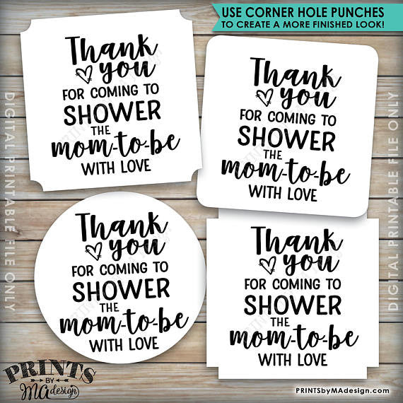 Baby Shower Thank You Tags, Thank You for Coming to Shower the Mom-to-Be Baby Shower Tags, 3x3" on 8.5x11" Printable Favor Tags <Instant Download> - PRINTSbyMAdesign