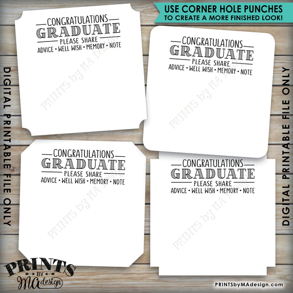 Graduation Advice Cards, Congratulations Graduate, Memory, Advice, Well Wishes, Graduation Party, 3" cards on PRINTABLE 8.5x11" Sheet <Instant Download> - PRINTSbyMAdesign