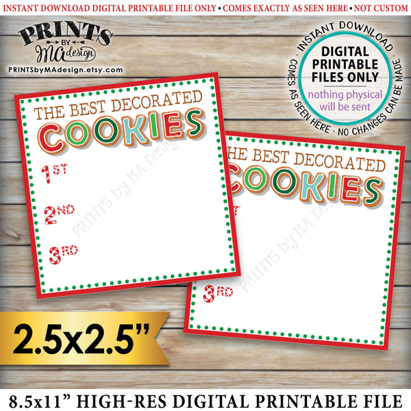 Vote for the Best Decorated Cookie, Christmas Cookies Baking Party, Gingerbread Cookies, Holiday Cookie Voting Station, PRINTABLE Cookie Voting 2.5" Ballots Instant Download Printable File - PRINTSbyMAdesign